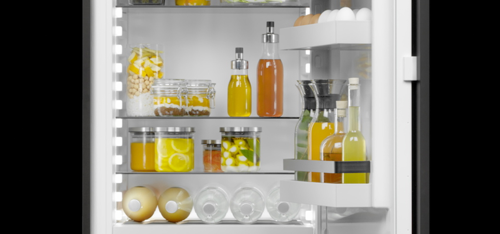 Bilde av gule matvarer i kjøleskapet BORA Cool - unngå matsvinn - smart oppbevaring av mat